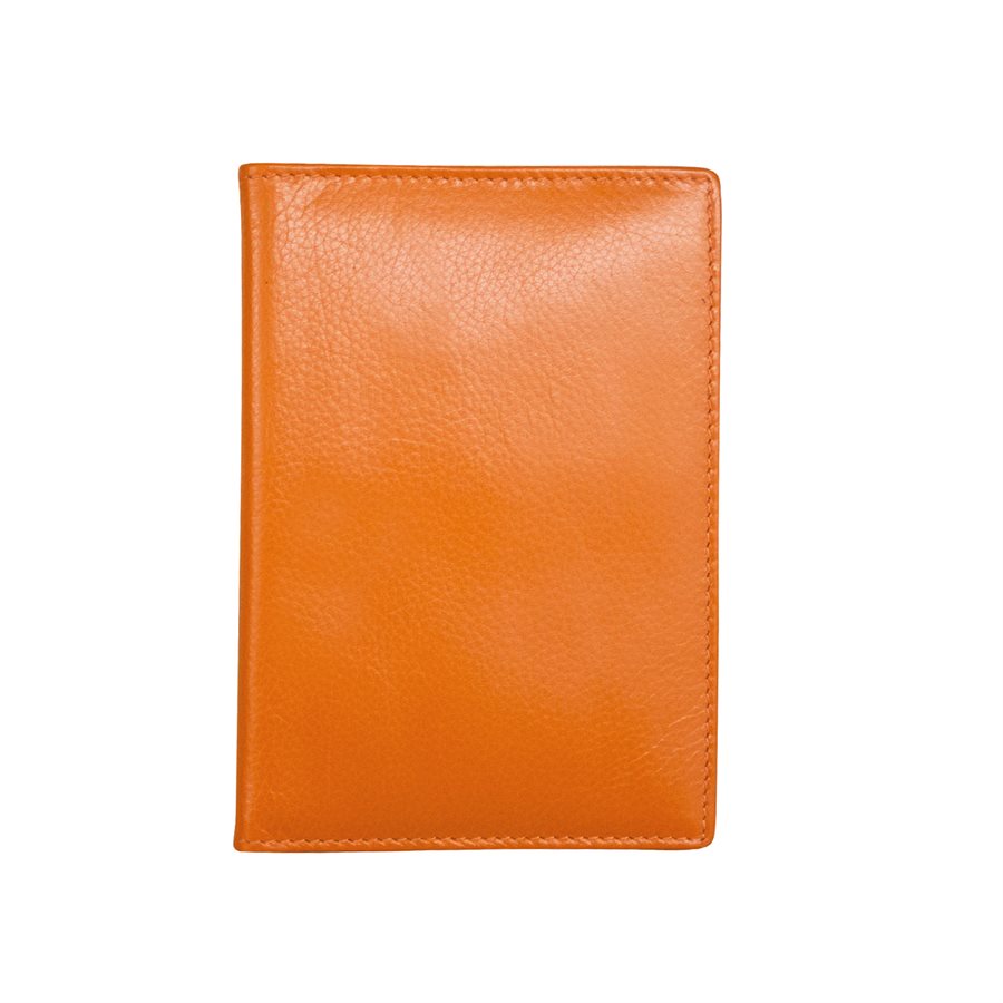 Personalized Monogrammed Orange Leather RFID Passport Cover Holder and Luggage Tag